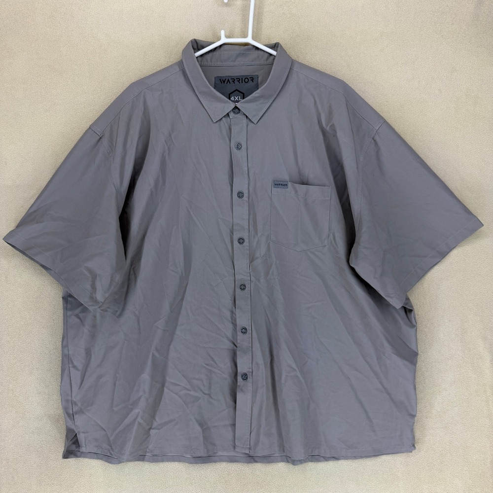 Warrior Mens Gray Button Down Short Sleeve‎ Shirt 4XL Stretch Proprietary Blend
